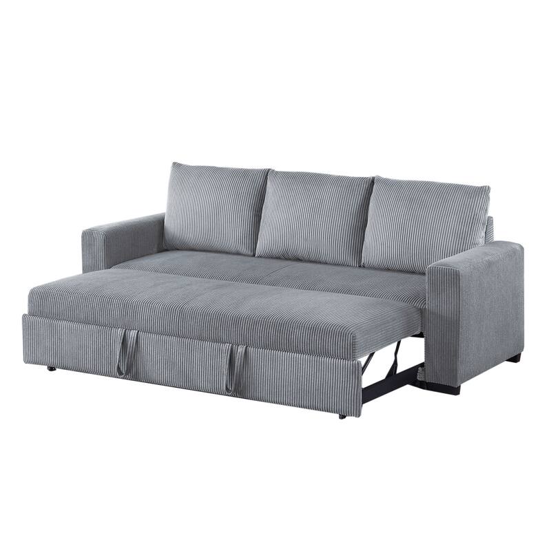 Corduroy Upholstered Convertible Sofa with Cushion Back