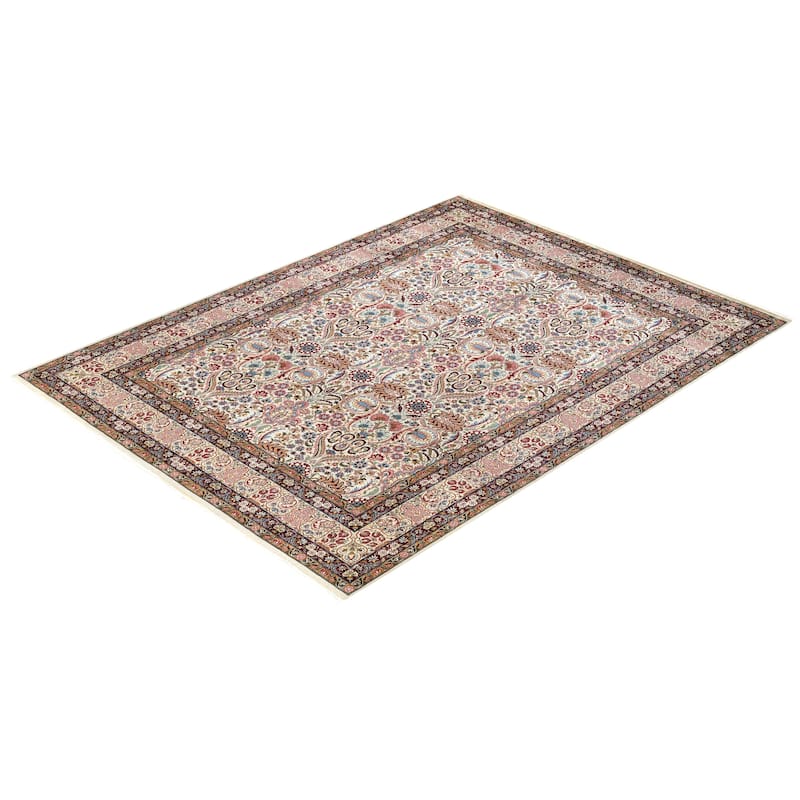 Overton Hand Knotted Wool Vintage Inspired Traditional Mogul Ivory Area Rug - 8'0" x 10'9"