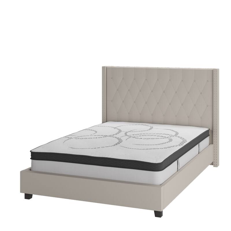 Tufted Platform Bed with 10 Inch Pocket Spring Mattress