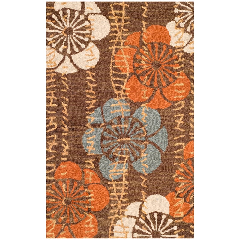 SAFAVIEH Handmade Blossom Gennadij Modern Floral Wool Rug - 2'6" x 4' - Brown/Multi