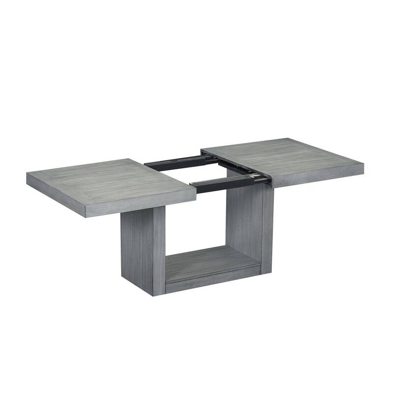 Contemporary 6-Piece Extendable Wood Dining Table Set Kitchen Table Set with Upholstered Bench and 4 Dining Chairs