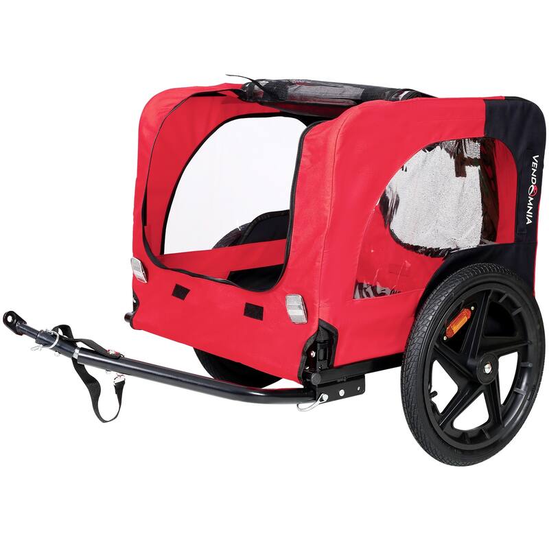 Foldable Dog Bike Trailer with Steel Frame, 16-Inch Wheels, and 88lb Capacity