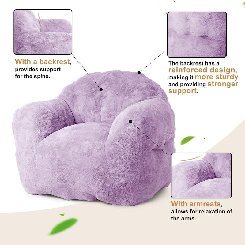 Giant Bean Bag Chair with Armrest Foam Filled Sofa Chair for Living Room Bedroom