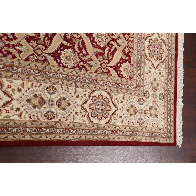 Wool/ Silk Floral Vegetable Dye Kashan Oriental Area Rug Hand-knotted - 8'0" x 10'4"