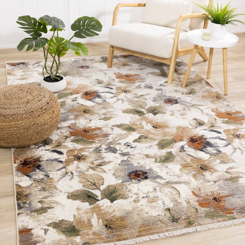 Alpine Rug Co. Sydney Cream Beige Warm Botantical Area Rug - Overstock ...
