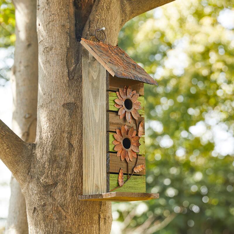 Glitzhome Hanging Distressed Solid Wood Birdhouse