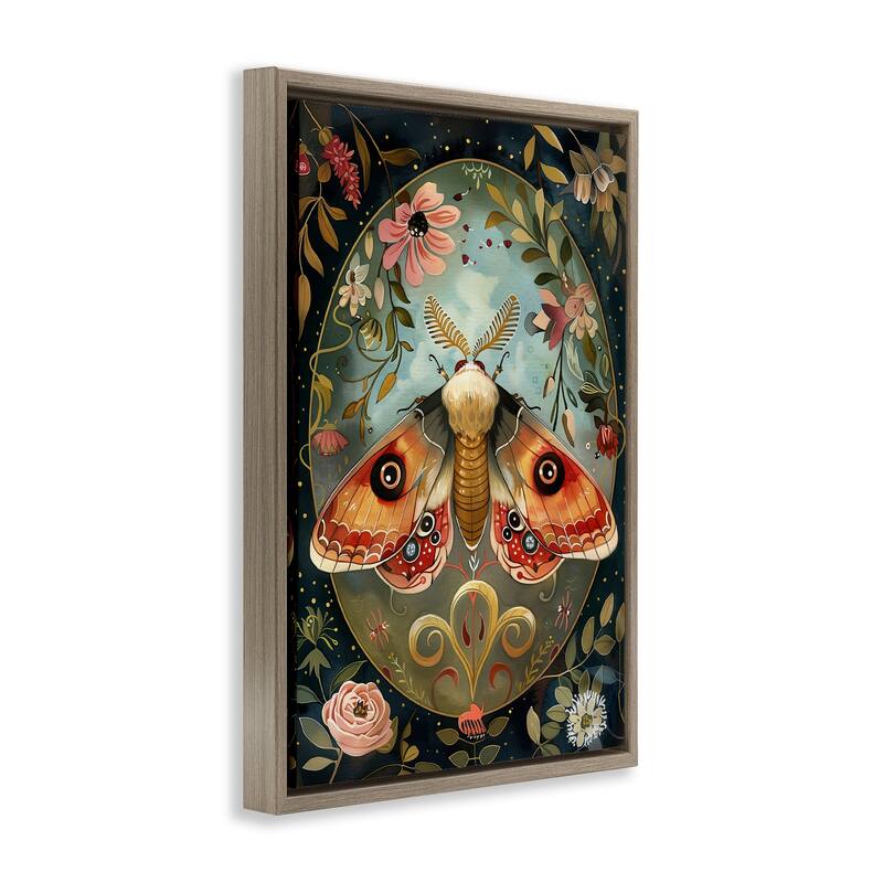 Stupell Ornate Bordered Victorian Moth Framed Floater Canvas Wall Art Design By The Dutch Lady