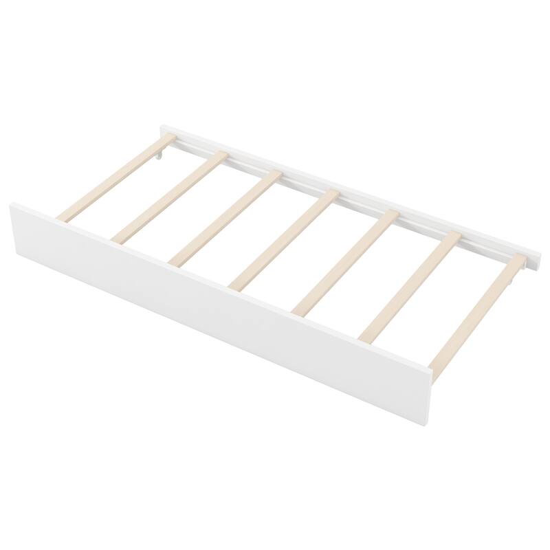 GDFStudio - Wood Daybed with Storage Shelves, Upholstered Backrest, Trundle and USB