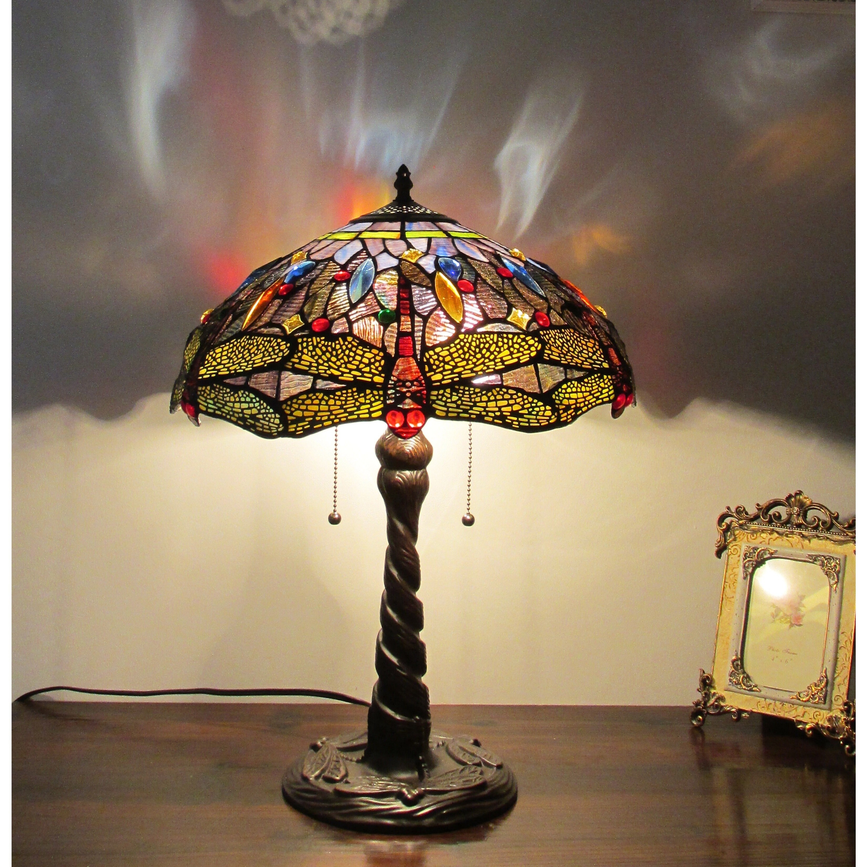 Tiffany Style Dragonfly Design 2-light Dark Antique Bronze Table Lamp - On - Overstock -