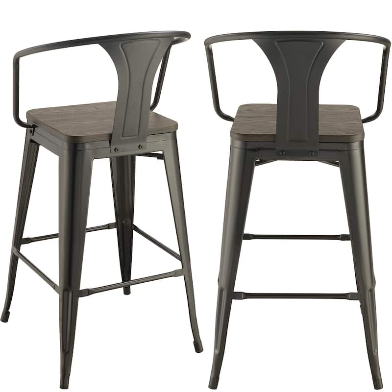 Farmhouse Industrial Design Bar Stools (Set of 2)