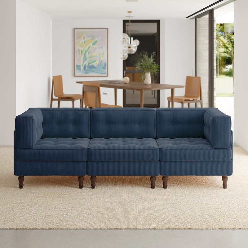 Oversized Modular Sectional Corduroy Fabric Tufted Sofa