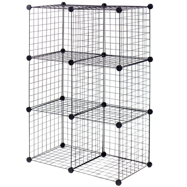 6-Cube Wire Grid Cube Storage Shelving DIY Bookcase Shoe Cabinet Organiser Unit 