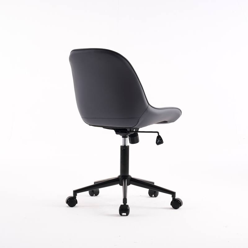 Armless Swivel Office Chair, Faux Leather Task Chairs with Wheels