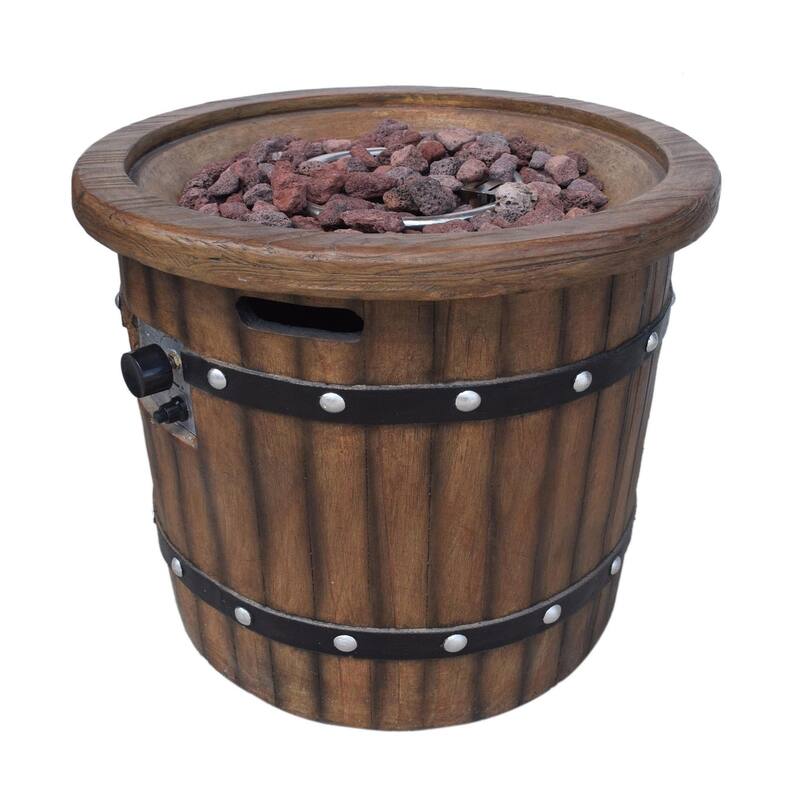 25 in. W x 24 in. H Iron Round Propane Gas Burning Outdoor Fire Pit in Brown