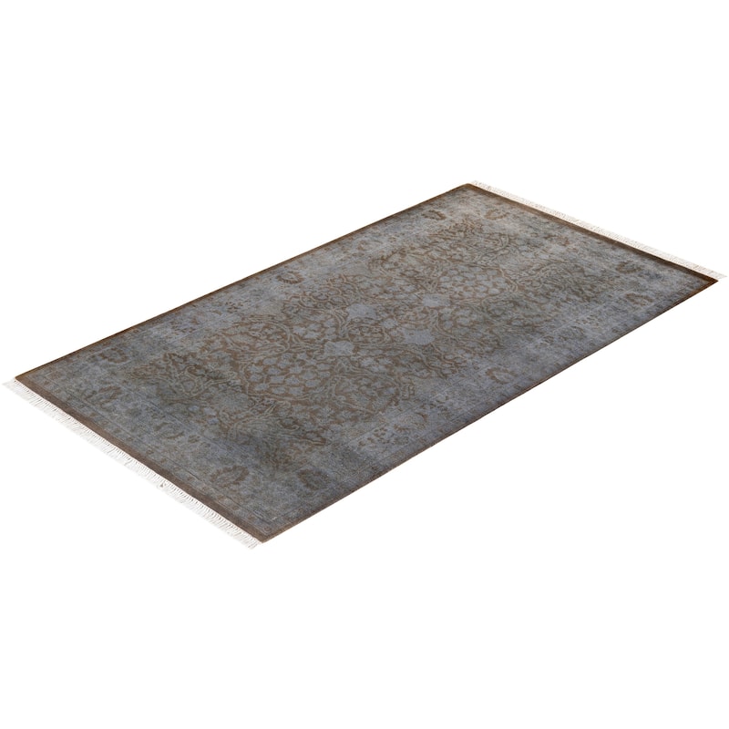 Overton Hand Knotted Wool Vintage Inspired Modern Contemporary Overdyed Brown Area Rug - 3' 1" x 5' 6"