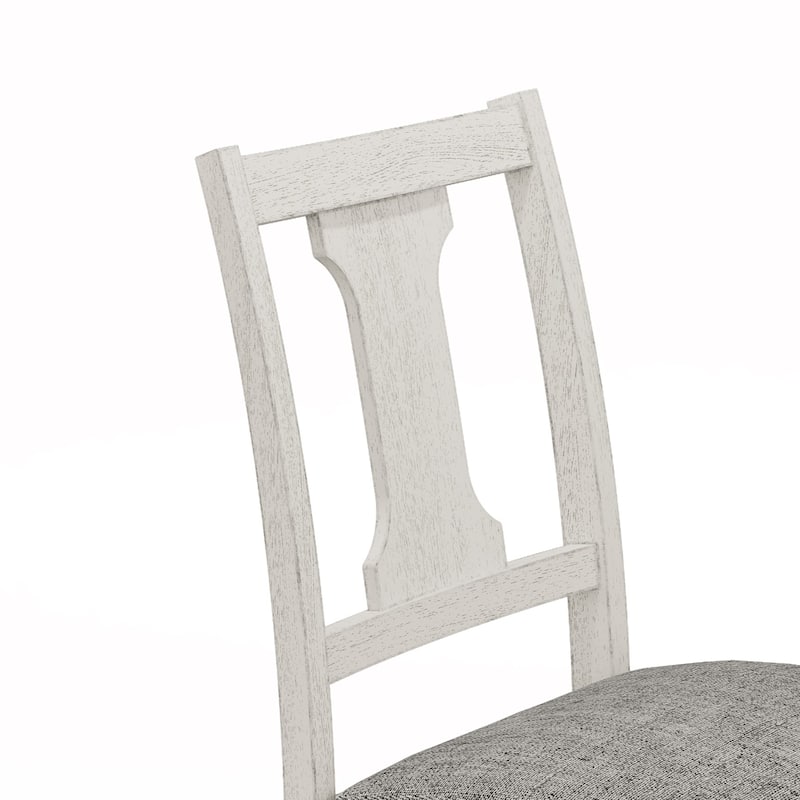 Set of 2 Upholstered White and Gray Dining Side Chair
