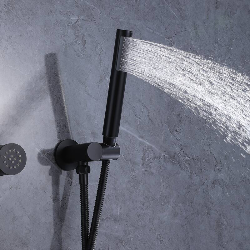Rbrohant 11" Rainfall Shower Faucet System Massage Jet w/ Mixer Valve