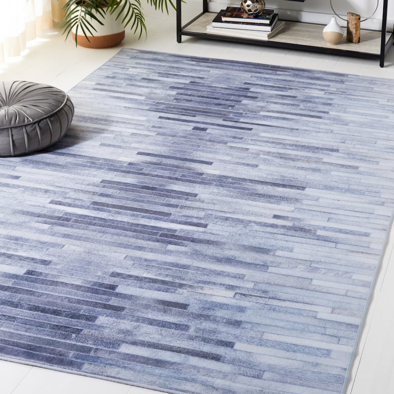 SAFAVIEH Faux Hide Machine Washable Slip Resistant Virzhinia Modern - 5' x 8' - Light Grey/Grey - Rectangle