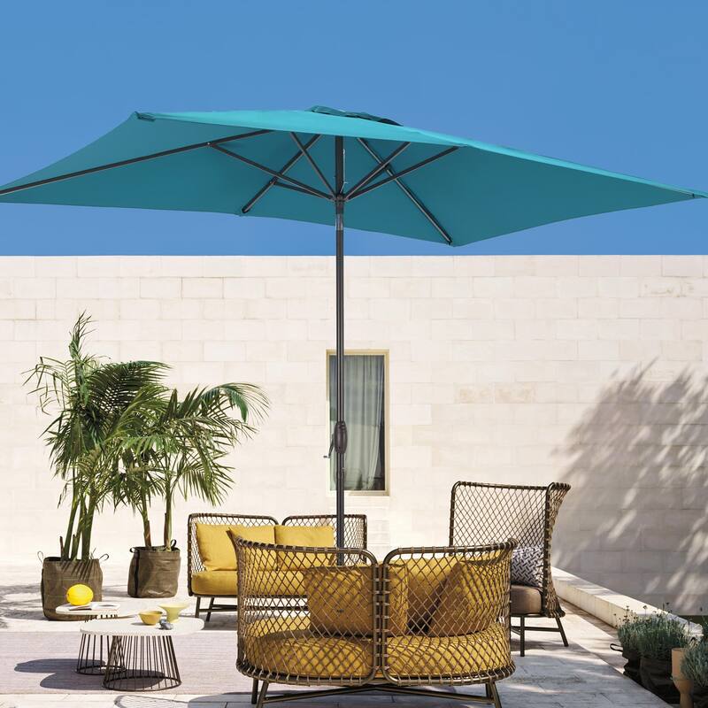 LIVOOSUN 6x9Ft Patio Market Umbrella Weather-Resistant Table Umbrella - Lake Blue