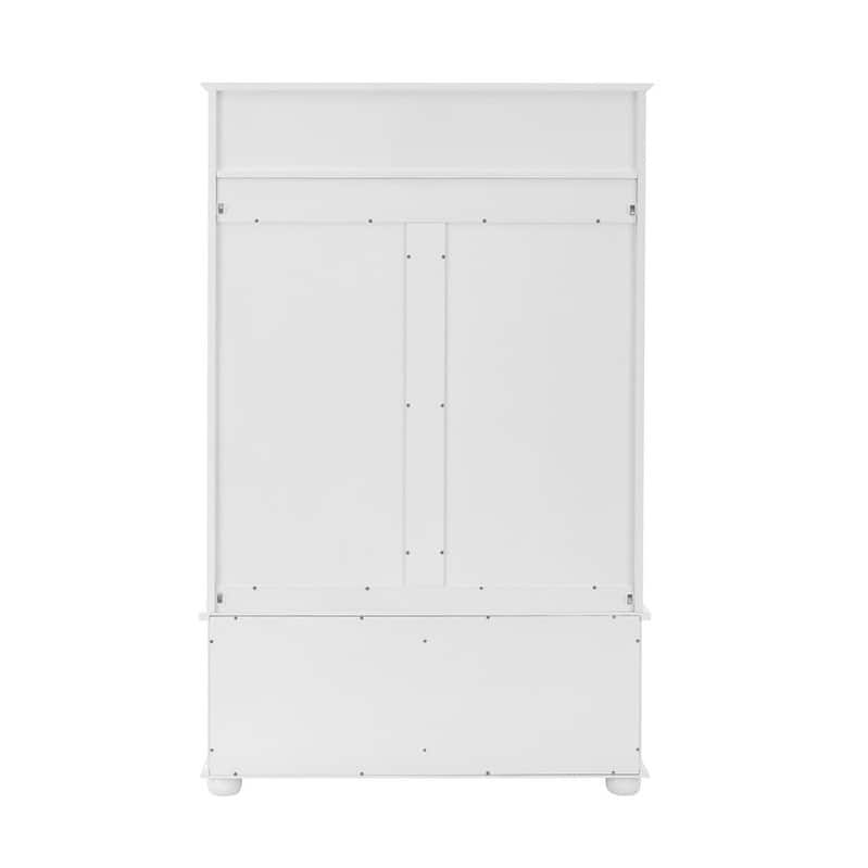 Classic Hall Tree Entryway Bench with Shoe Cabinets and Rattan Door