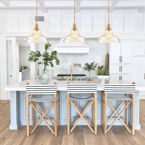 Carbon Loft Kamari Industrial Glass Kitchen Island Pendant (Set of 3)