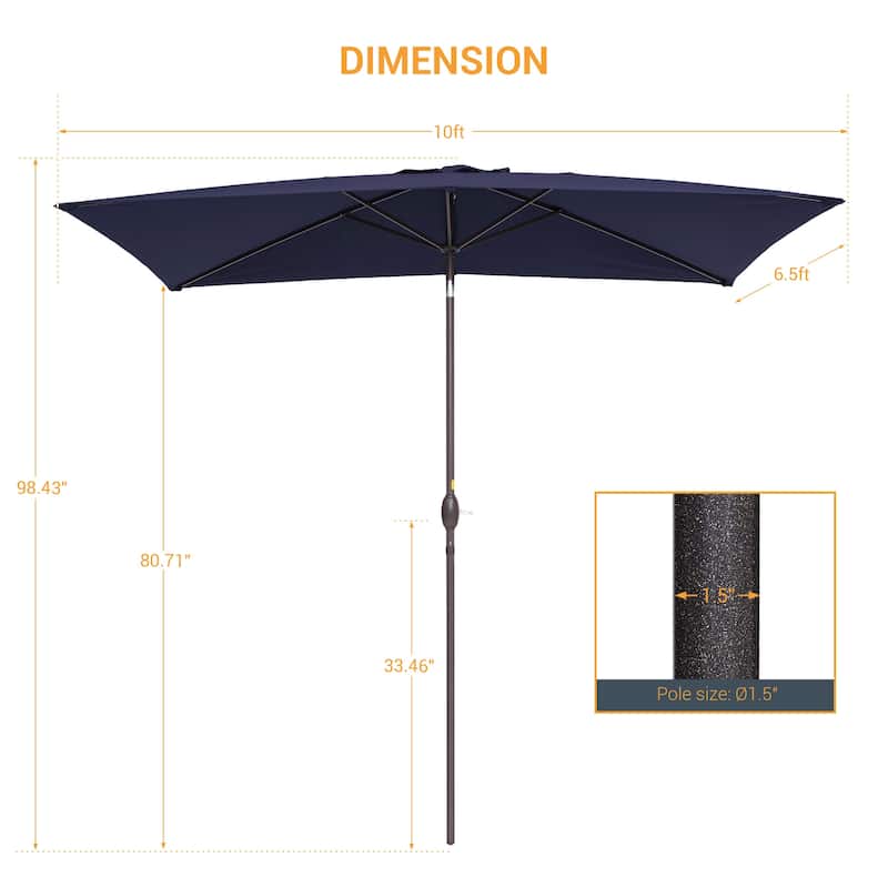 LIVOOSUN 10x6.5ft Patio Market Umbrella Aluminum Table Umbrellas