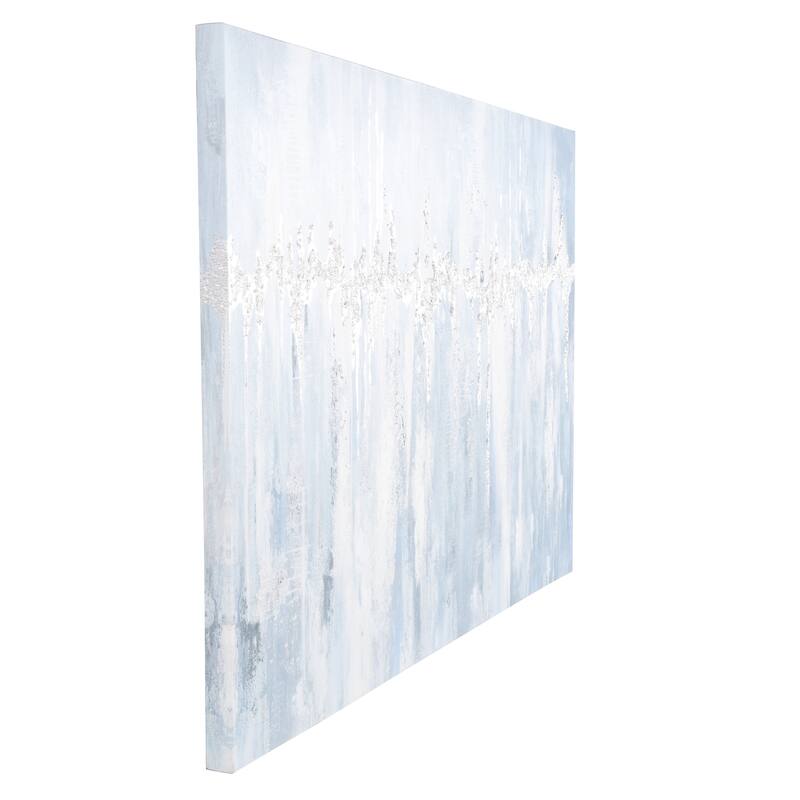 Light Blue Wood Abstract Decorative Wall Art with Silver Details