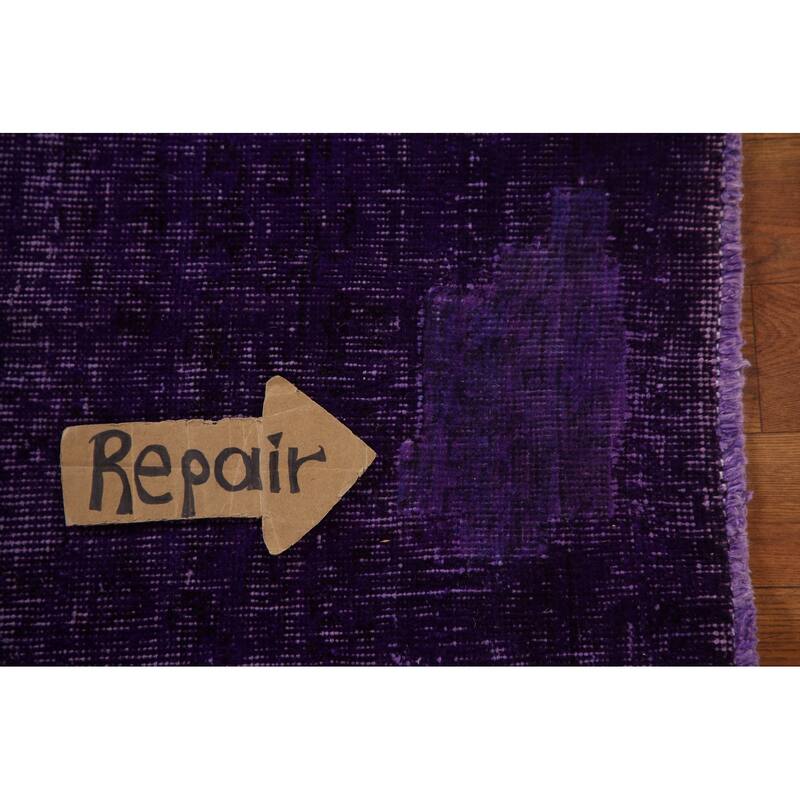 Purple Anatolian Turkish Vintage Area Rug Handmade Wool Carpet - 8'0" x 11'5"