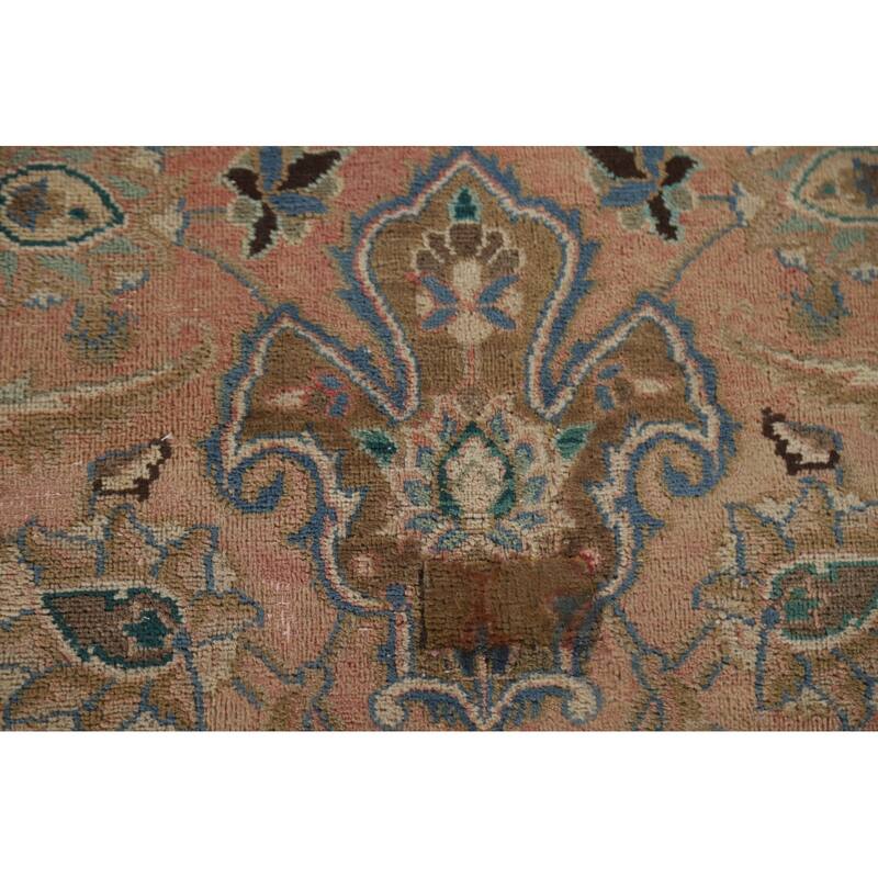 Hand Knotted Oriental 100% Wool Carpet Traditional Floral Coral Mashad Area Rug - 12' 11'' X 9' 6''