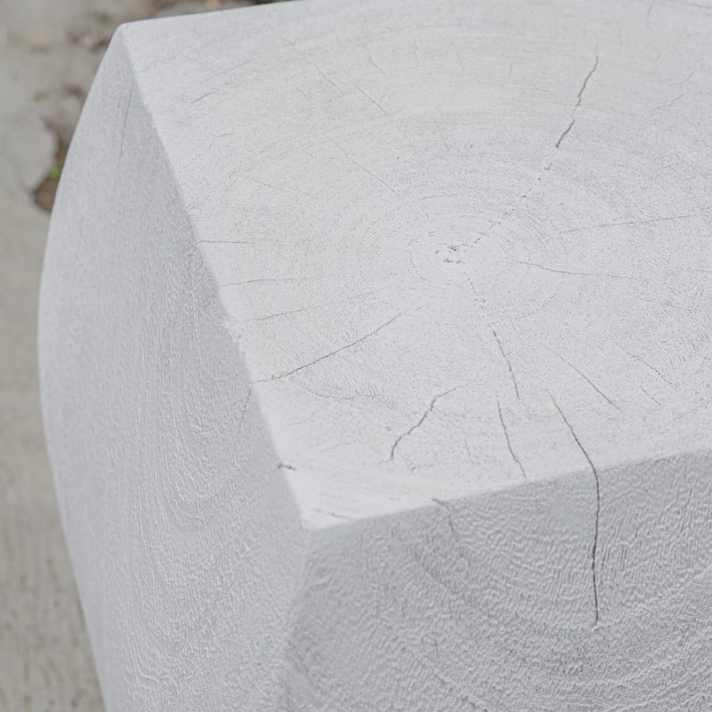 Wooden Square Top Accent Stool - 17" - Cream