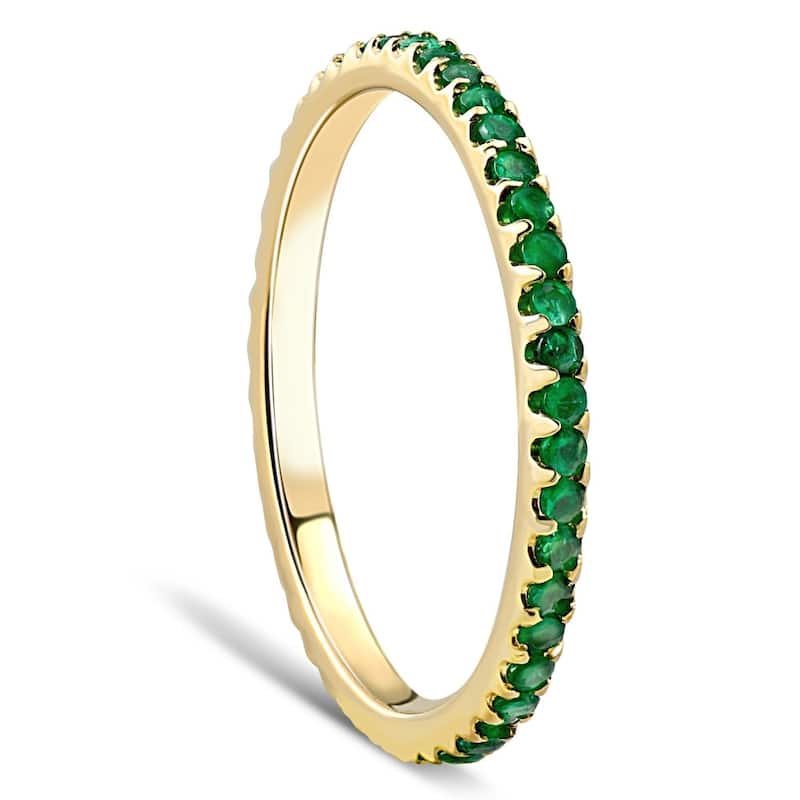 1/2Ct Emerald Eternity Ring Anniversary Band Yellow Gold
