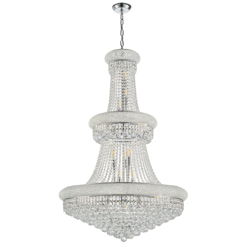 32-Inch Crystal Chandelier, 27-Light Ceiling Light with LED Bulbs - N/A