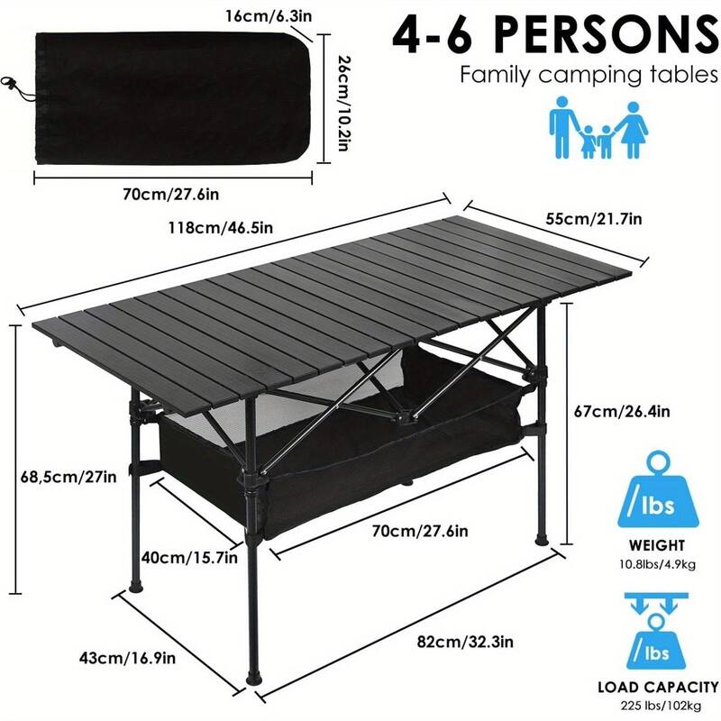 Adjustable Height Folding Table with Storage Bag