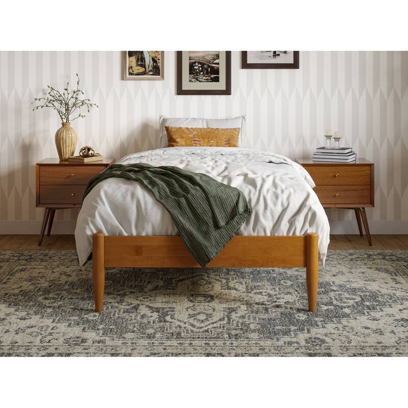 Twin XL Platform Bed Frame - Light Toffee Wood Bed