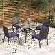 preview thumbnail 23 of 30, MAISON ARTS 6-Pieces Outdoor Dining Sets, 37" Square Metal Bistro Table with Umbrella Hole and 4 Rattan Garden Chairs 5-Piece