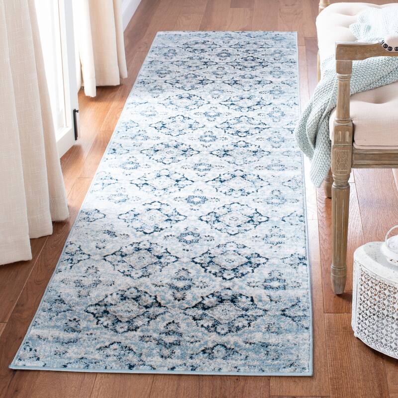 SAFAVIEH Lagoon Nejla Distressed Rug - 2'2" x 9' Runner - Navy/Ivory