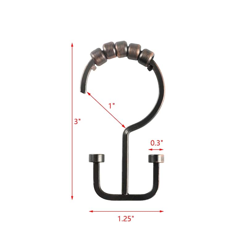 Utopia Alley Deco Flat Double Roller Shower Curtain Hooks, Oil Rubbed Bronze - Oil Rubbed Bronze
