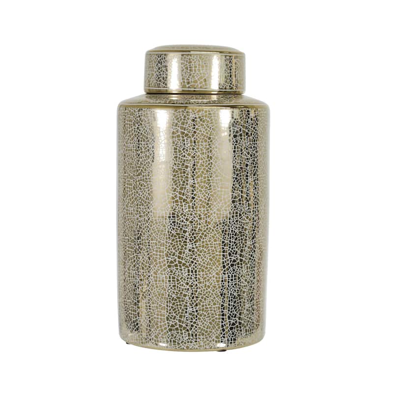 Sagebrook Home Modern Glam Jar with Lid Metallic Vase