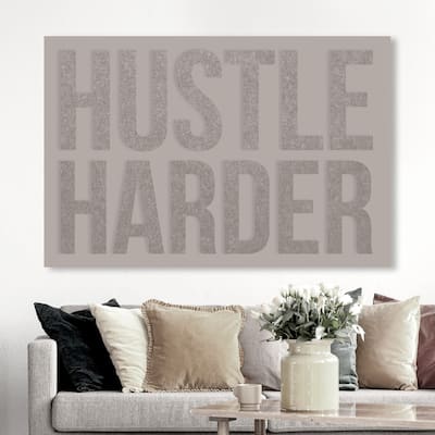 Oliver Gal 'Hustle Hard' Typography and Quotes Wall Art Canvas Print Inspirational Quotes and Sayings - Brown, Black