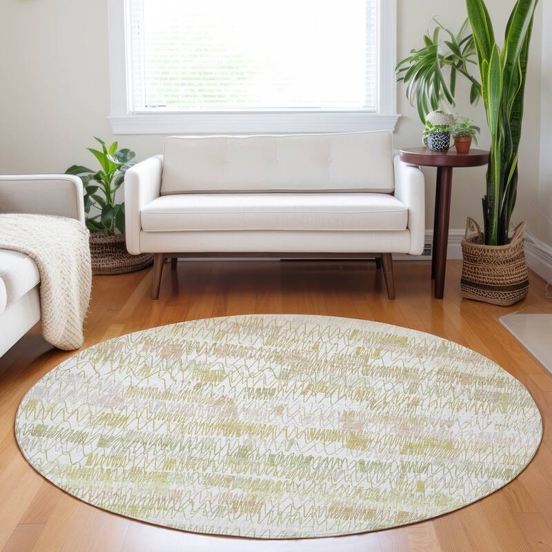 Machine Washable Indoor/ Outdoor Chantille Abstract Zig Zag Rug