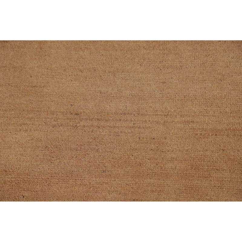 Light Brown Gabbeh Modern Runner Rug Oriental Hand-Knotted Wool Carpet - 2'7"x 9'10"