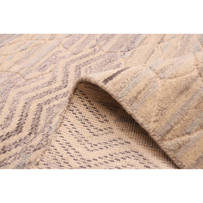 ECARPETGALLERY Hand-knotted Tangier Beige, Grey Viscose, Wool Rug - 5'4 x 7'5