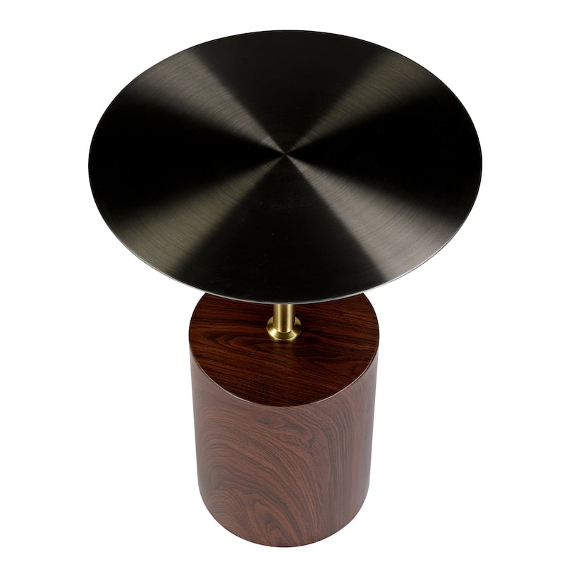40-Inch Round Side Table in Stainless-Steel with Pedestal Base Accent End Table Malta Series