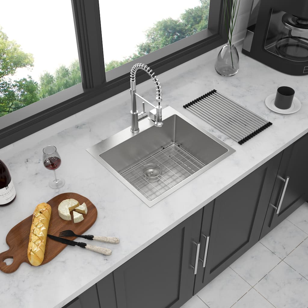 Drop In 16 Gauge Stainless Steel 28" Single Bowl Topmount Kitchen Sink Basin