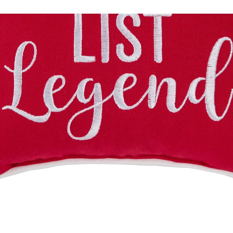 "Naughty List Legend" Small Christmas Accent Pillow, 10" x 10"