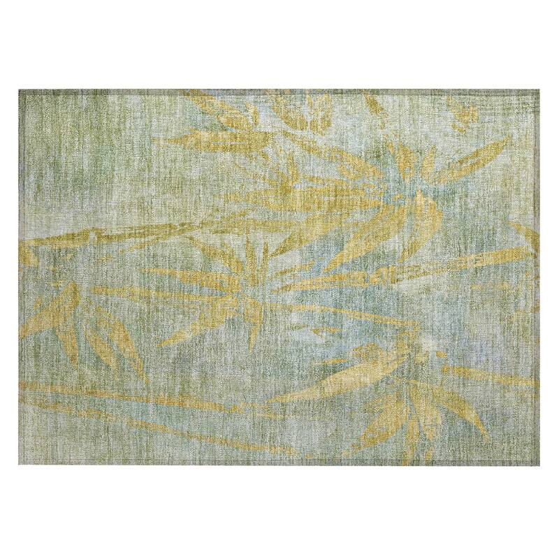 Machine Washable Indoor/ Outdoor Modern Floral Chantille Rug