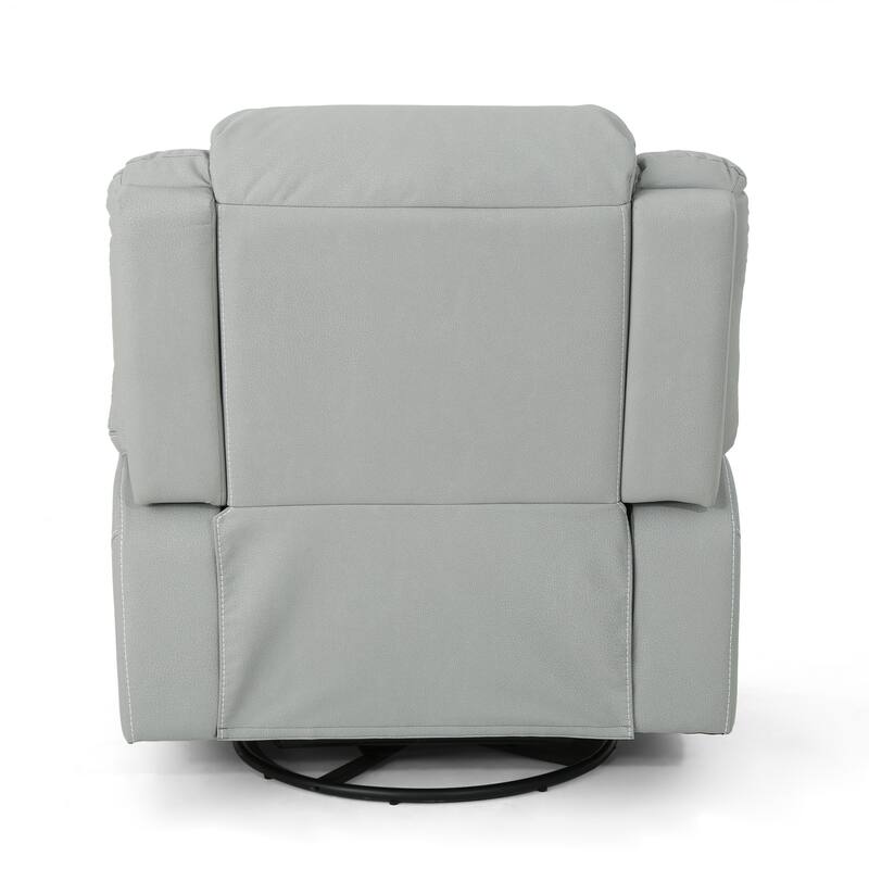 Living Room Swivel Manual Recliner 39" Wide Faux Leather Upholstered Recliner Chair with Metal Base for Bedroom, Office