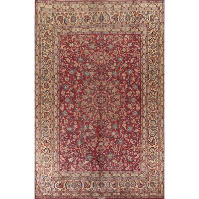 Floral Kerman Persian Large Vintage Rug Handmade Wool Carpet - 9'8"x 13'8"