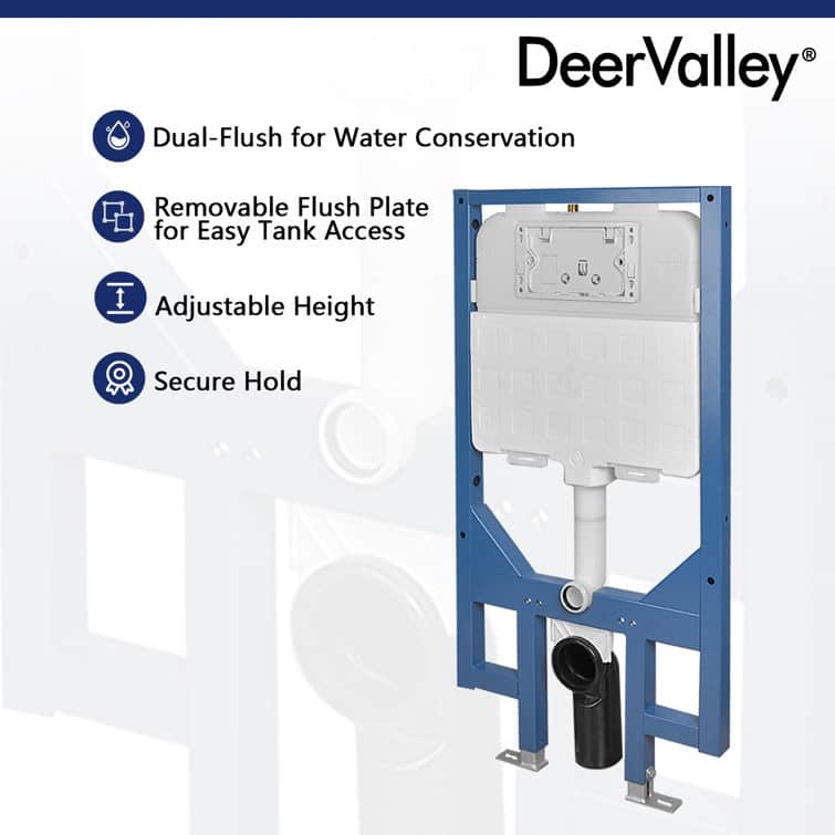 DeerValley 1.6/0.8 GPF Dual Flush Concealed Wall Hung Toilet Tank