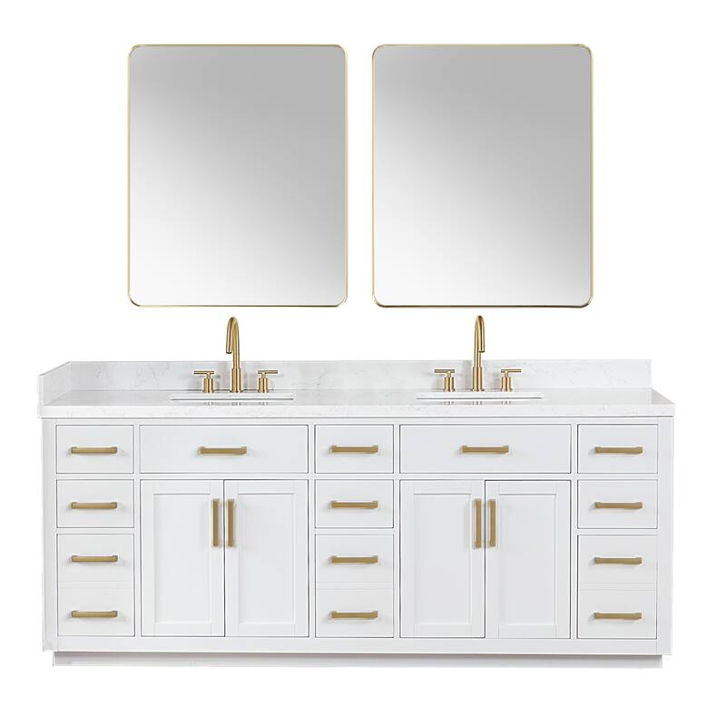 Altair Gavino Bath Vanity with Grain White Composite Stone Top and Mirror